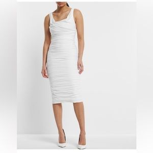 Express Bridal Satin Ruched Midi Dress